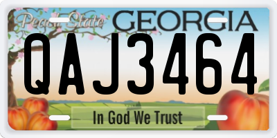 GA license plate QAJ3464