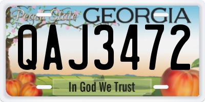 GA license plate QAJ3472