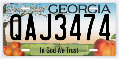 GA license plate QAJ3474