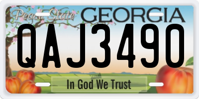 GA license plate QAJ3490