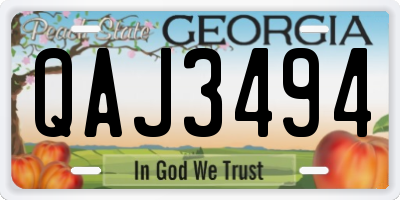 GA license plate QAJ3494