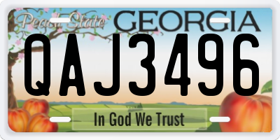 GA license plate QAJ3496