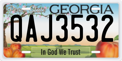 GA license plate QAJ3532