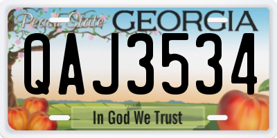 GA license plate QAJ3534