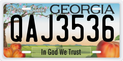 GA license plate QAJ3536