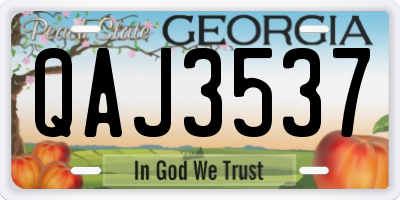 GA license plate QAJ3537
