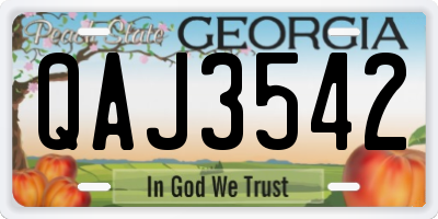 GA license plate QAJ3542