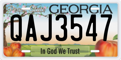 GA license plate QAJ3547