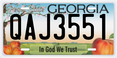 GA license plate QAJ3551