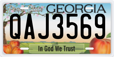 GA license plate QAJ3569