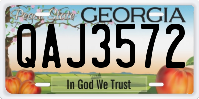 GA license plate QAJ3572