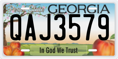 GA license plate QAJ3579