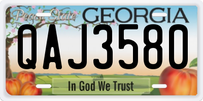GA license plate QAJ3580