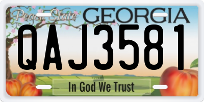 GA license plate QAJ3581
