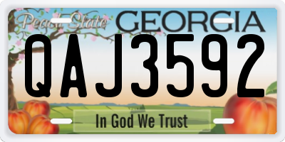 GA license plate QAJ3592