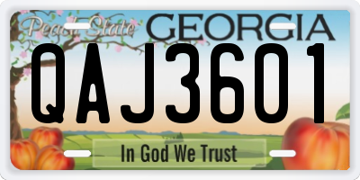 GA license plate QAJ3601