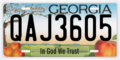 GA license plate QAJ3605