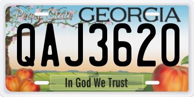 GA license plate QAJ3620