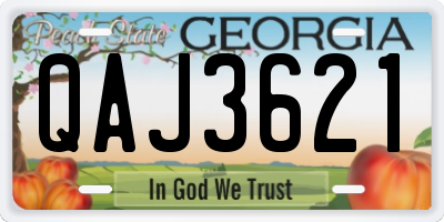 GA license plate QAJ3621