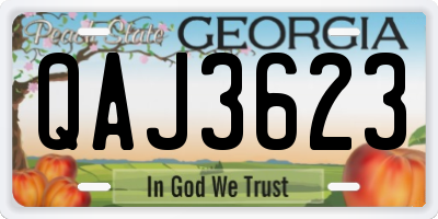GA license plate QAJ3623
