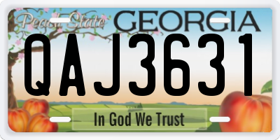 GA license plate QAJ3631