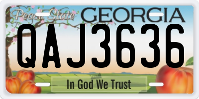 GA license plate QAJ3636