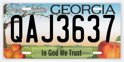 GA license plate QAJ3637