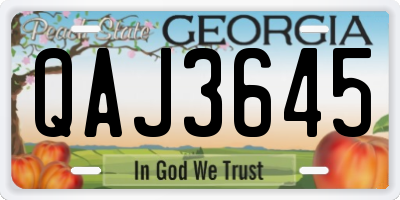 GA license plate QAJ3645