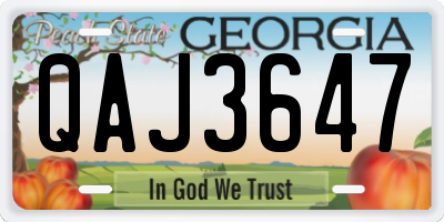 GA license plate QAJ3647