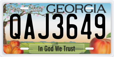 GA license plate QAJ3649