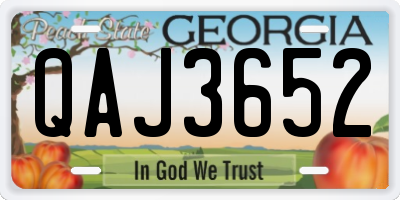 GA license plate QAJ3652