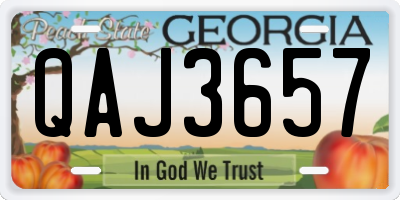 GA license plate QAJ3657