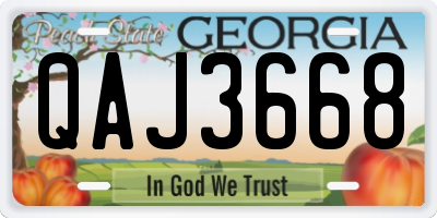 GA license plate QAJ3668