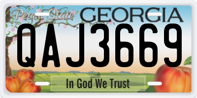 GA license plate QAJ3669