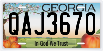 GA license plate QAJ3670