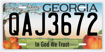 GA license plate QAJ3672