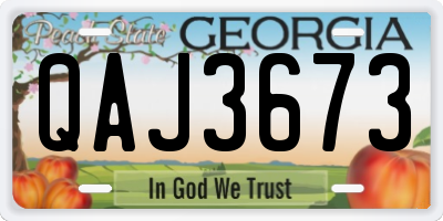 GA license plate QAJ3673
