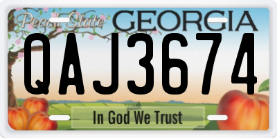 GA license plate QAJ3674