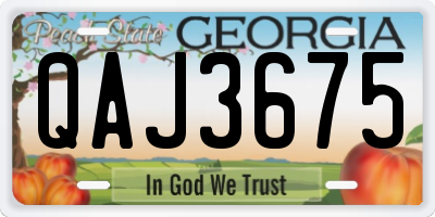 GA license plate QAJ3675