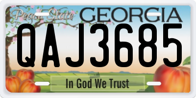 GA license plate QAJ3685