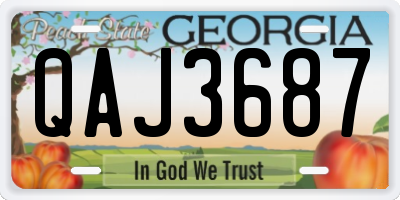 GA license plate QAJ3687