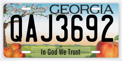 GA license plate QAJ3692