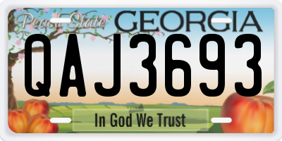 GA license plate QAJ3693