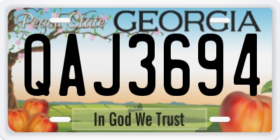 GA license plate QAJ3694