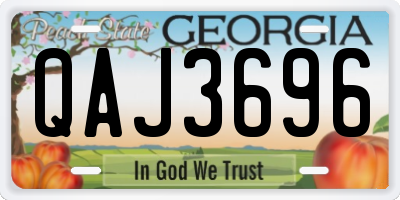 GA license plate QAJ3696