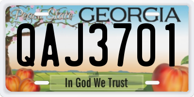 GA license plate QAJ3701