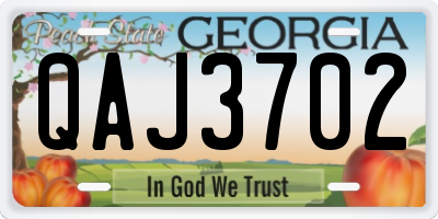 GA license plate QAJ3702