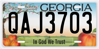 GA license plate QAJ3703