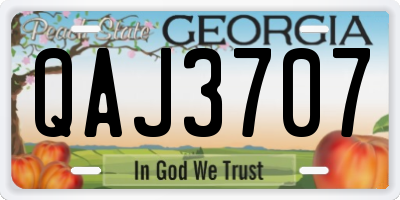 GA license plate QAJ3707