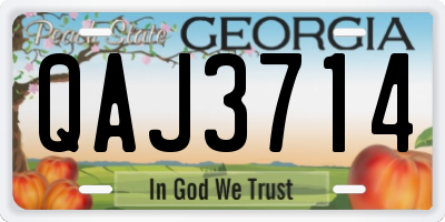 GA license plate QAJ3714